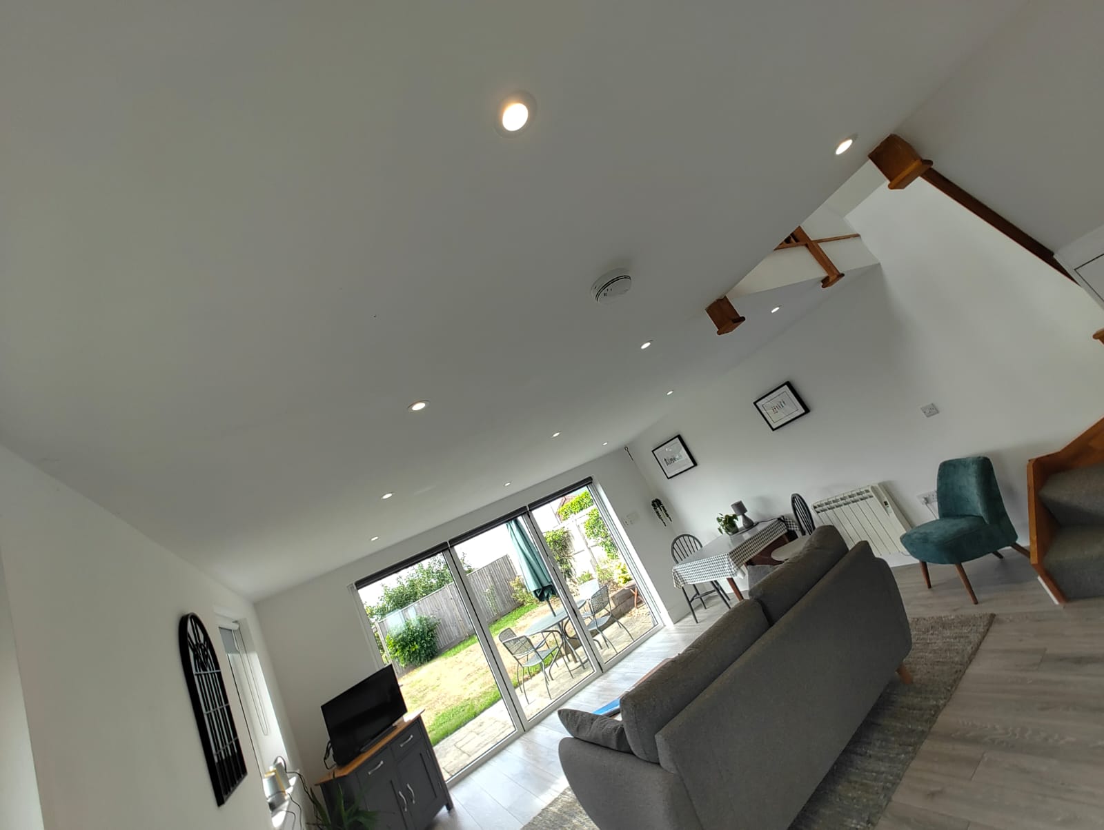 Repaired ceiling light fitting switched on and working